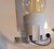 Metal Vintage German Flat Ceiling Lamp with White Striped Frosted Glass Shade from Peill & Putzler, 2000s For Sale - Image 7 of 8
