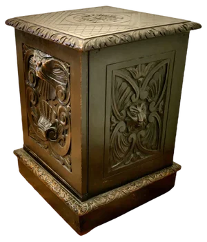Victorian Gothic Carved Oak Green Man Coal or Log Box, 1860s