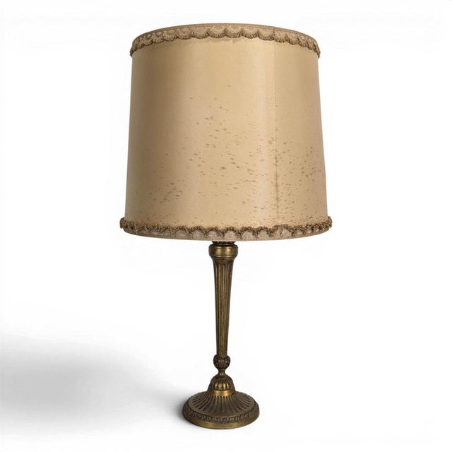 Brown Neoclassical Brass Table Lamp For Sale - Image 8 of 8
