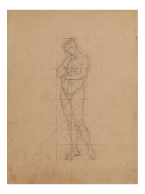 Study of Figures - Ink and Pencil Drawing by M. Dumas - Mid 19th Century 1850 ca.