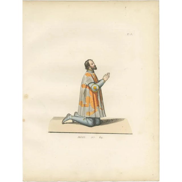 Chivalry in Devotion Knight and Lady Heraldic Prayer Plates c 1400 These two exquisitely hand-coloured costume plates come...