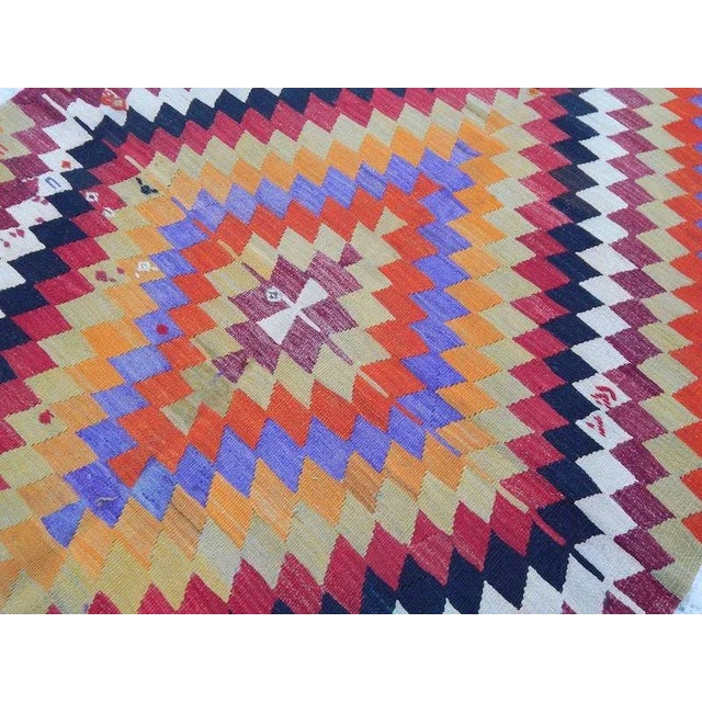 1970s Vintage Handmade Turkish Kilim Runner 4′2″ × 10′9″ For Sale - Image 9 of 12