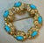 3 Carat Sleeping Beauty Turquoise Circular Pin in 18 Kt Yellow Gold , Estate For Sale - Image 4 of 8
