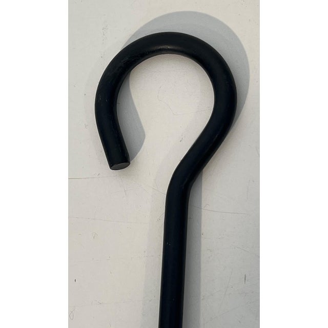 Metal Black lacquered and brass designer fireplace tools on stand For Sale - Image 7 of 12