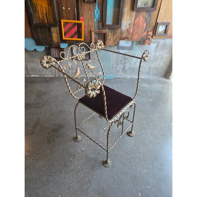 1920.s Italian Wrought Iron Savarola Chair With Birds For Sale In Miami - Image 6 of 9
