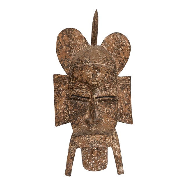Antique African Tribal Carved Wood Senufo Kpelie Mask For Sale
