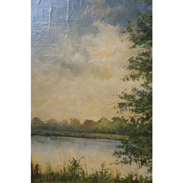 Mid 20th Century Large Springer Spaniel Dog Landscape Portrait Oil Painting on Board 49" For Sale - Image 5 of 12
