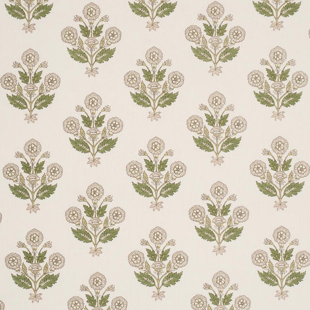 Inspired by traditional Indian block motifs and screen-printed by hand on a cotton-linen ground, this sweet small-scale...