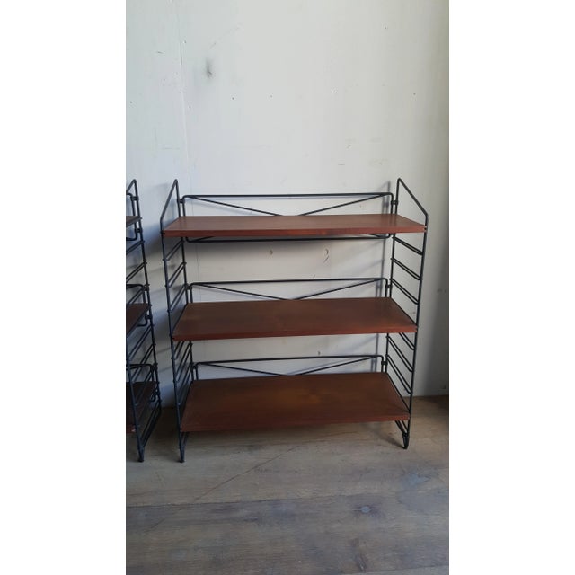 Lacquered Metal & Mahogany Veneer Shelving Units, 1979, Set of 2 For Sale - Image 3 of 11