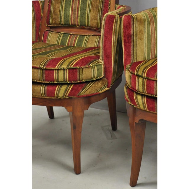 Brown Vintage Mid Century Modern Walnut Panel Back Sculptural Lounge Arm Chairs - Pair For Sale - Image 8 of 16