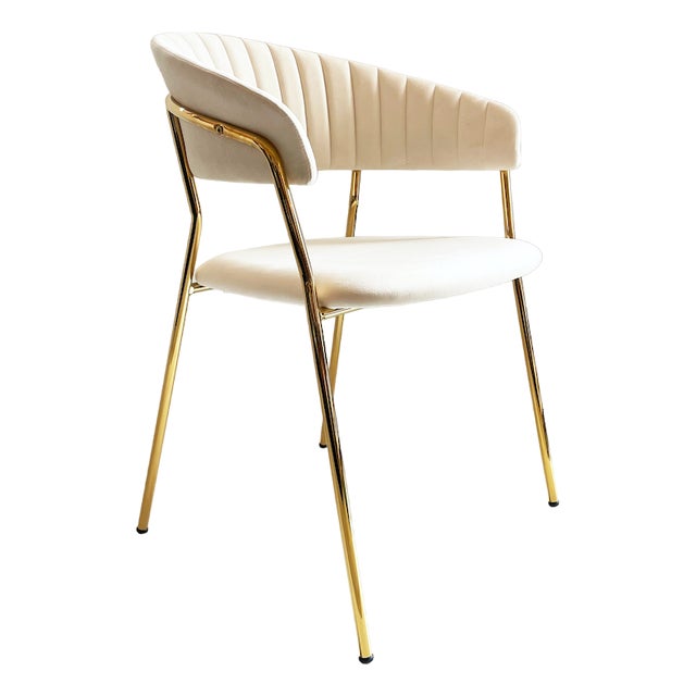 Italian White Velvet Chair For Sale