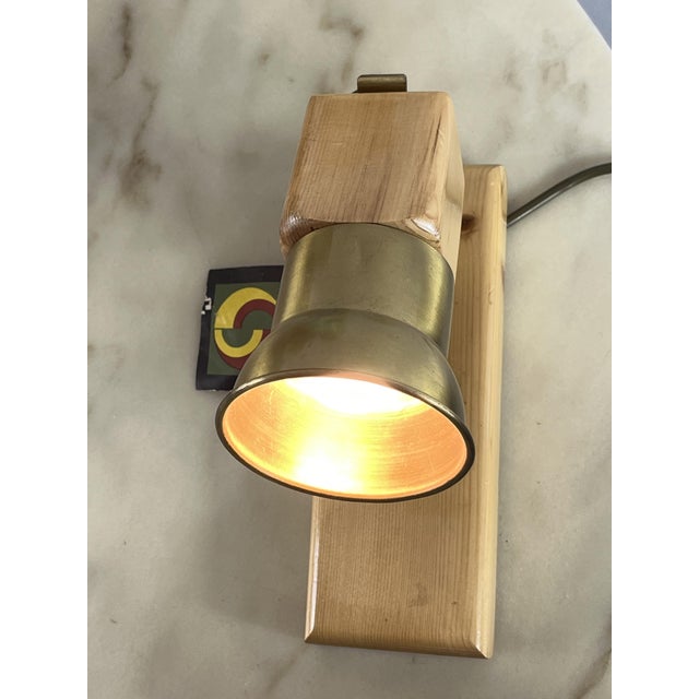 Mid-Century Wood and Brass Wall Lamps, 1960s, Set of 7 For Sale - Image 9 of 15