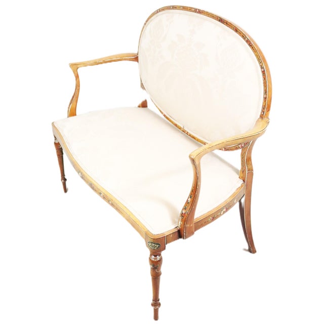 English Edwardian Period Oval Back Settee For Sale - Image 9 of 14