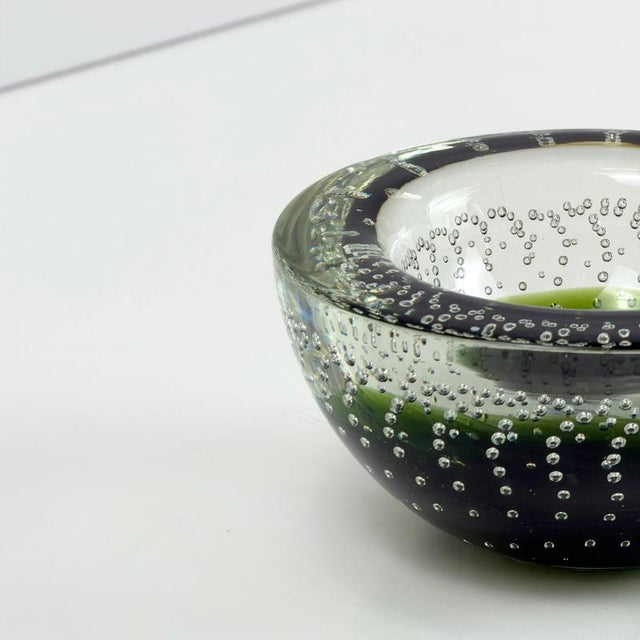 Small Green Sommerso Murano Glass Bullicante Bowl from Galliano Ferro, 1960s For Sale - Image 6 of 10