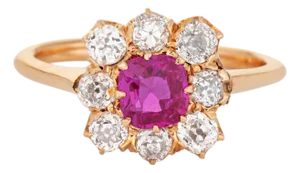 Antique Edwardian Diamond Ruby Square Ring 14k Gold Sz 6.5 Gemstone Engagement