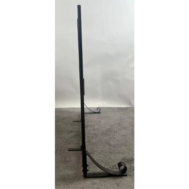 Art Deco Style Black & Bronzed Metal Two-Door & Diamond Design Fireplace Screen For Sale - Image 12 of 16