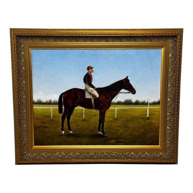 Historic Victorian Racehorse Oil Portrait Painting “Master Walter” — C1894 Governor’s Cup Winner, Ceylon Now Sri Lanka Framed For Sale