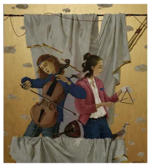 Tatyana Palchuk, Duet with Cellist, 2016, Oil on Canvas