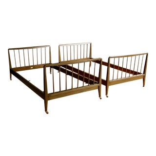 1950s Midcentury Twin Bed Frames by Dunbar, a Pair For Sale