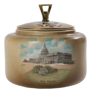 Early 20th Century Tobacco Humidor Jar With Scene of Mount Vernon and the Capital