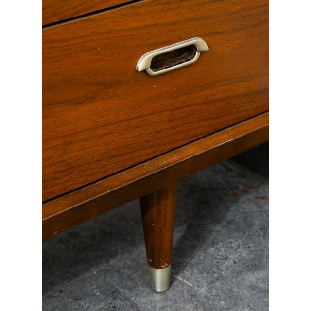 Mid Century Modern Dresser Credenza Bp John Metal 9 Drawer Walnut Vintage MCM Nm For Sale - Image 12 of 12