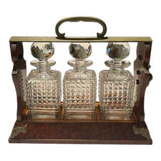 1900s Betjemann Mahogany Burl Wood Tantalus - London England For Sale