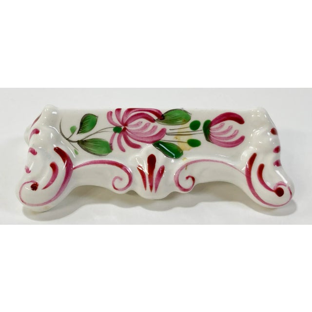Ceramic Antique French Porcelain Hand-Painted Knife Rests, S/6 For Sale - Image 7 of 12