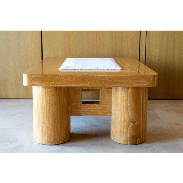 Ivory Karl Springer Dowelwood Ottoman With Upholstered Cushion, Circa 1970s For Sale - Image 8 of 12