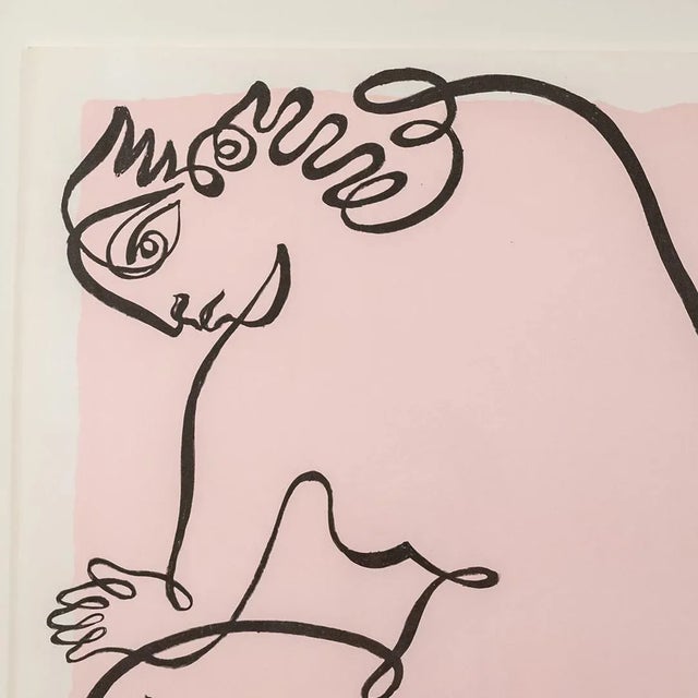 1960s 1960s Modern Figurative Female Line Serigraph Print by Jean Negulesco, Pink For Sale - Image 5 of 9