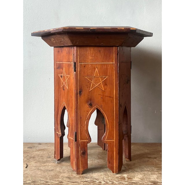 Vintage Boho Syrian Inlay Folding Drinks Table For Sale - Image 4 of 12