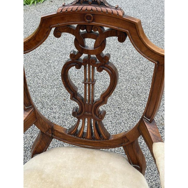 Victorian Carved Walnut Country House Library Armchair with Lion Paws Feet For Sale - Image 4 of 16