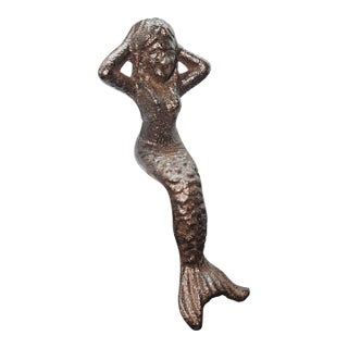 Small Mermaid Cast Iron Shelf Sitter Statue Figure For Sale