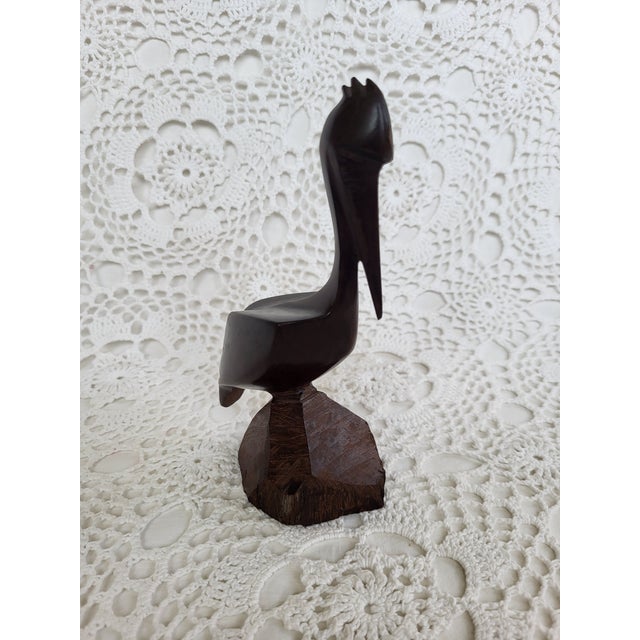 Hand Carved Wooden Pelican Figurine For Sale - Image 4 of 7