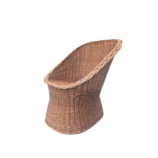 Pottery Barn 1960s Wicker Braided Barrel Egg Chair For Sale - Image 4 of 13