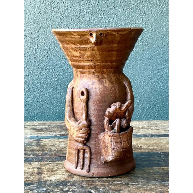 Vintage Handcrafted Ceramic Farmer Vase For Sale - Image 10 of 12