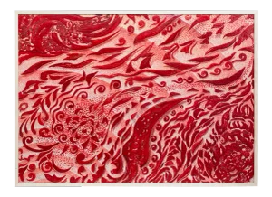 Red Scagliola Art Decorated in Relief Wall Panel by Cupioli