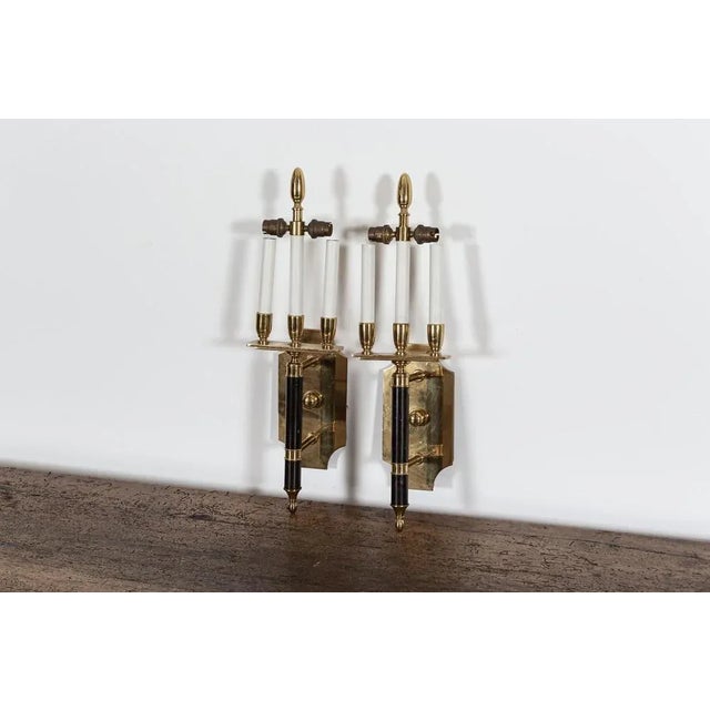Large Mid-Century Italian Brass Wall Lights, Set of 2 For Sale - Image 4 of 11