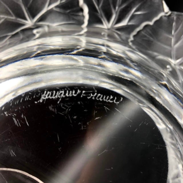 Lalique Lalique Honfleur Crystal Bowls, Pair of Two | Frosted French Crystal Catchall, 8.75 Inch Round For Sale - Image 4 of 6