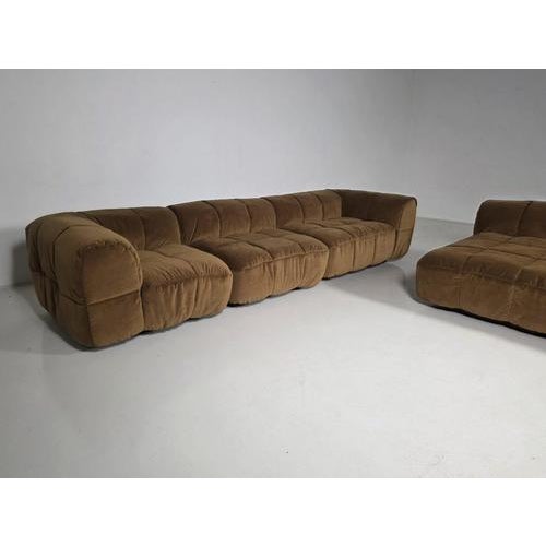 Modular Strips Sofa in Brown Velvet by Cini Boeri for Arflex, 1970s, Set of 5 For Sale - Image 6 of 11