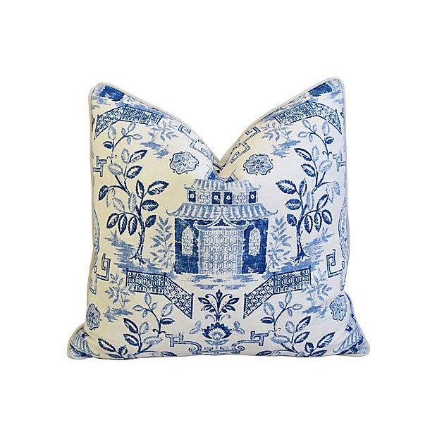 Custom Blue White Chinoiserie Feather Down Pillows 26 Square