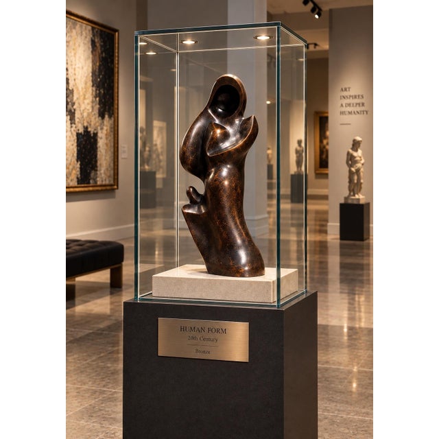 1950s 1950s Attribute to Henry Moore Upright Internal External Form Bronze Sculpture For Sale - Image 5 of 10