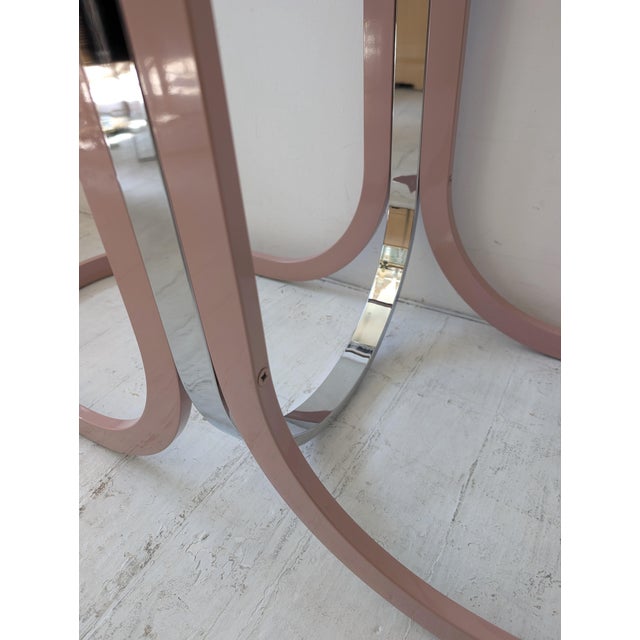Vintage Pink, Chrome & Brass Swan Console Table from Design Institute of America, 1980s For Sale - Image 10 of 12