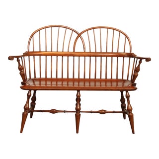 DR Dimes Twin Bow Mixed Wood Windsor Settee For Sale