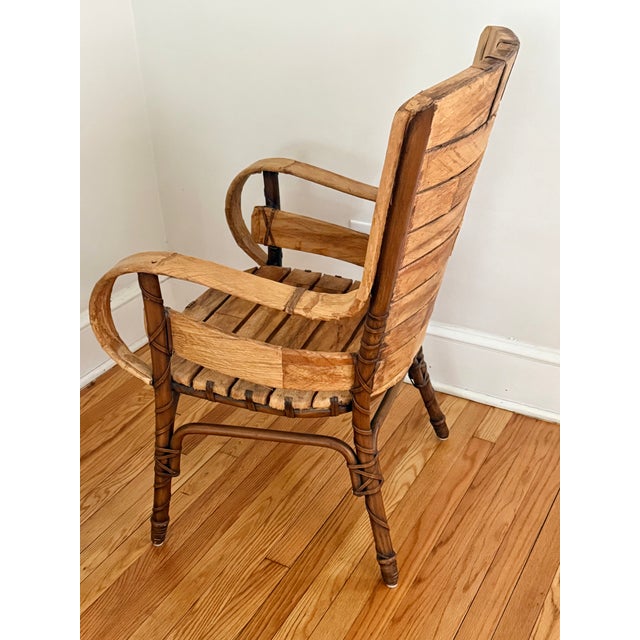Mid 20th Century Midcentury Folk Art Southwestern Chair With Leather and Bentwood, Circa 1960s For Sale - Image 5 of 15