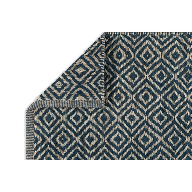 Part & Parcel Goods Textured Diamond Rug, 5'x8', Sky Blue and Sapphire For Sale - Image 4 of 4