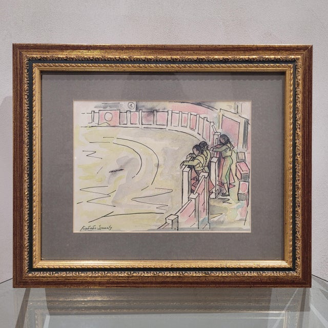 Félix Cuadrado Lomas, Bullring, 20th Century, Watercolor, Framed For Sale - Image 3 of 10