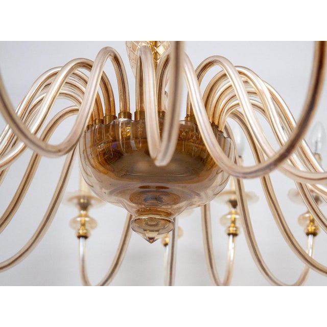 Large 24-Arm Amber Murano Glass Chandelier, 1950 For Sale - Image 16 of 17