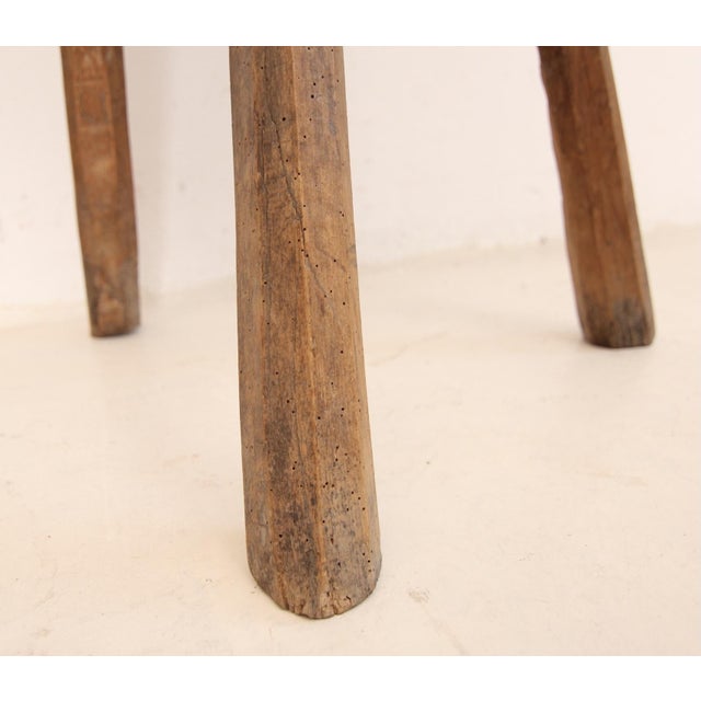 Primitive Wabi Sabi Wooden Chopping Block Side Table, Early 20th Century For Sale - Image 14 of 18