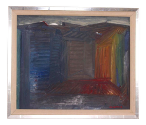 Tore Hultcrantz, City, 1960s, Oil on Panel, Framed