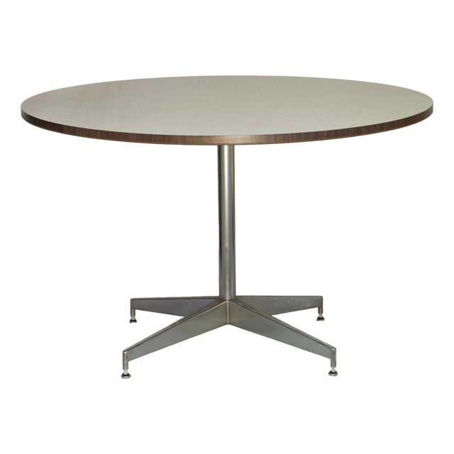 1960s MCM Eames Style 4' Round Table Metal Base For Sale